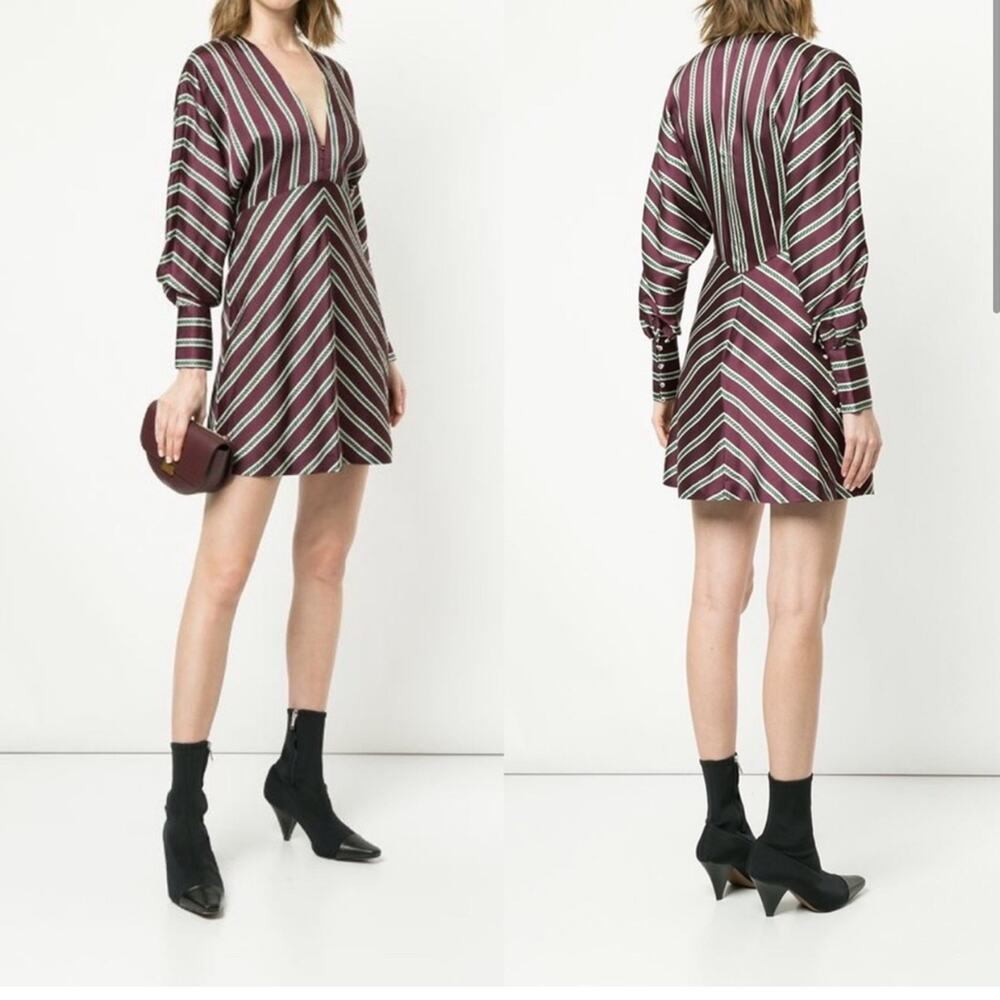 Alexis Striped Tena V Neck Cocktail Dress Small - Picture 4 of 11